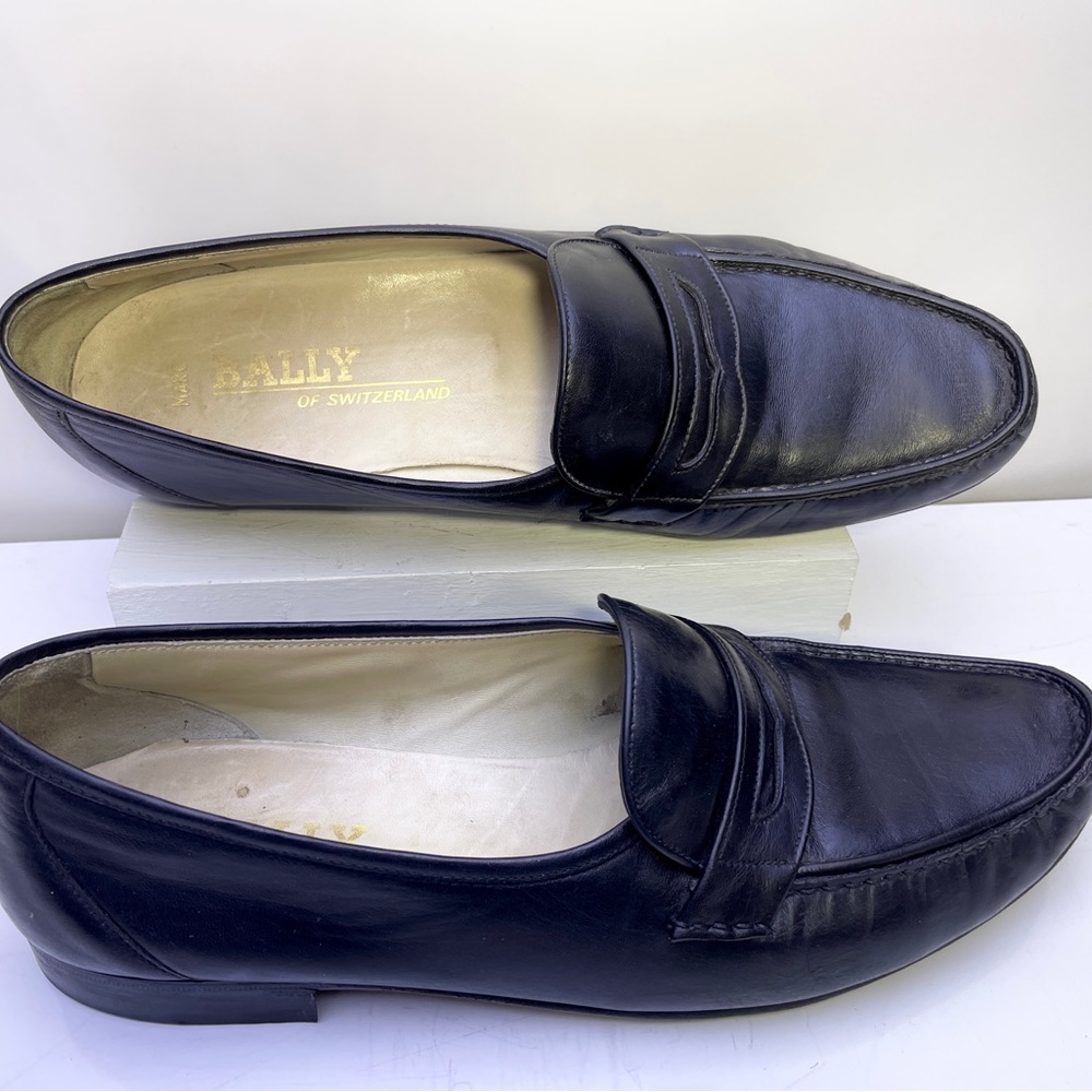 Bally Black Leather Slip-On Penny Loafers Men’s Size 11.5